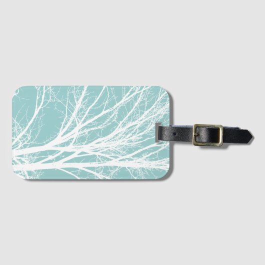 Rustiek Blauw Witte Boom Branches Bagagelabel (Voorkant (horizontaal))