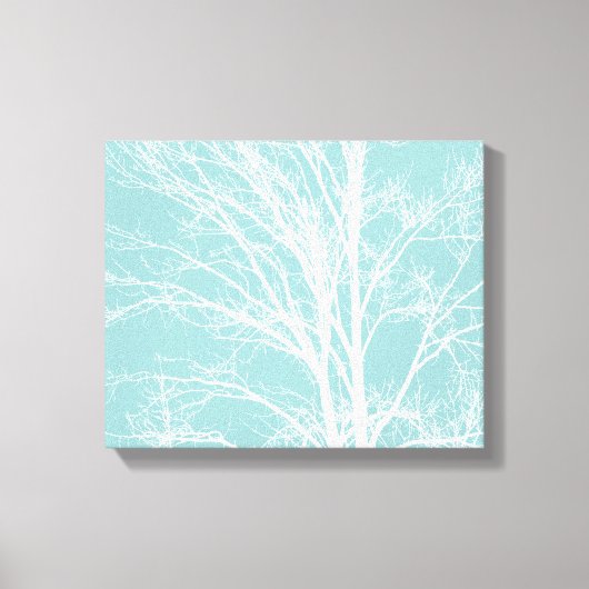 Rustiek Blauw Witte Boom Branches Canvas Afdruk (Voorkant)