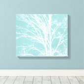 Rustiek Blauw Witte Boom Branches Canvas Afdruk (Insitu (Houten vloer))