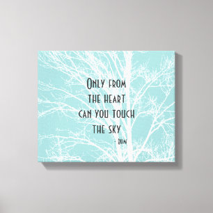 Rustiek Blauw Witte Boom Branches Canvas Afdruk