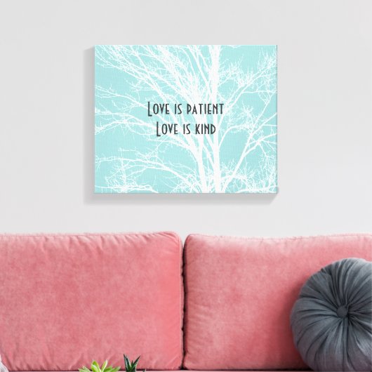 Rustiek Blauw Witte Boom Branches Canvas Afdruk (Insitu (Woonkamer))
