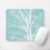 Rustiek Blauw Witte Boom Branches Muismat (Met muis)