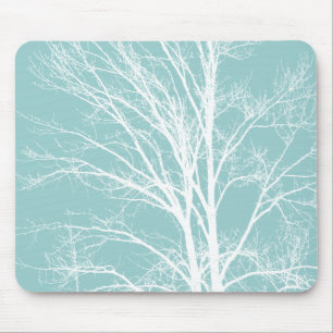 Rustiek Blauw Witte Boom Branches Muismat
