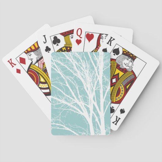 Rustiek Blauw Witte Boom Branches Pokerkaarten (Achterkant)