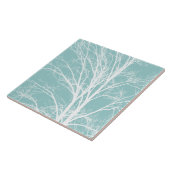 Rustiek Blauw Witte Boom Branches Tegeltje (Zijkant)