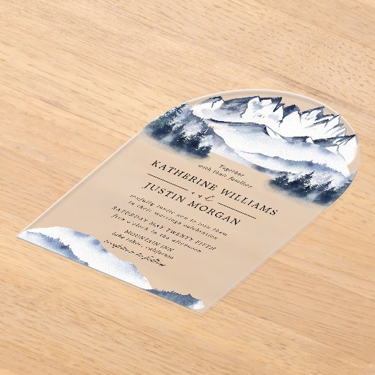 Rustiek Blauwe Waterverf Acryl Uitnodigingen (Laagn)