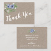 Rustiek Bloemblauw Roos Dank u Baby shower Informatiekaartje (Voorkant / Achterkant)