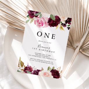 Rustiek Bloemen Botanisch Eerste Verjaardagsfeest Kaart