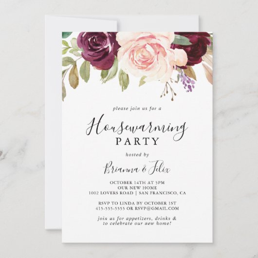 Rustiek Bloemen Botanisch Foliage Housewarming Par Kaart (Voorkant)