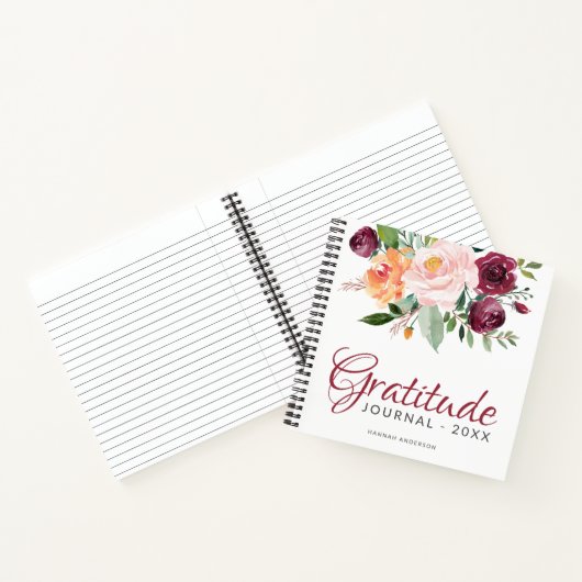 Rustiek Bloemen Dankbaarheidsjournaal met Jaar en  Notitieboek (Binnen)