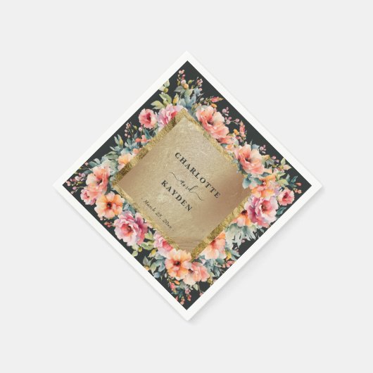 Rustiek Bloemen Lijst Sage Groen Bruiloft Servet (Hoek)