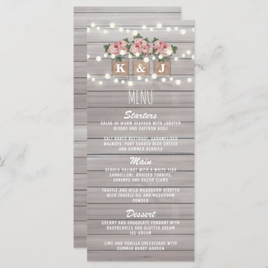 Rustiek Bloemen Mason Jar Menu (Voorkant / Achterkant)