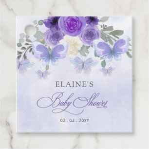 Rustiek Bloemen Paarse Lila Vlinders Baby shower Bedankjes Labels