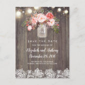 Rustiek Bloemen Roze Save the Date Aankondigingskaart (Voorkant)