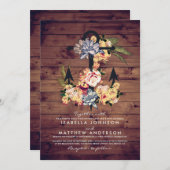 rustiek bloemenanker | Elegant huwelijksfeest Kaart (Voorkant / Achterkant)