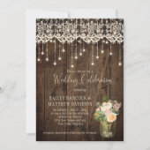 Rustiek bloemenboeket Mason Jar Lace Lights | Kaart (Voorkant)