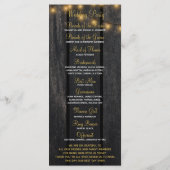 Rustiek bloemenbordeaux schuur hout bruiloft progr programma (Achterkant)