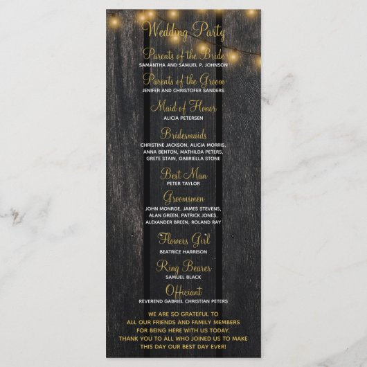 Rustiek bloemenbordeaux schuur hout bruiloft progr programma (Achterkant)