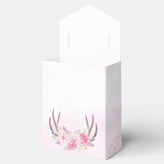 Rustiek Bloemengewei Blush Roze & Goud Marmer Bedankdoosjes (Geopend)