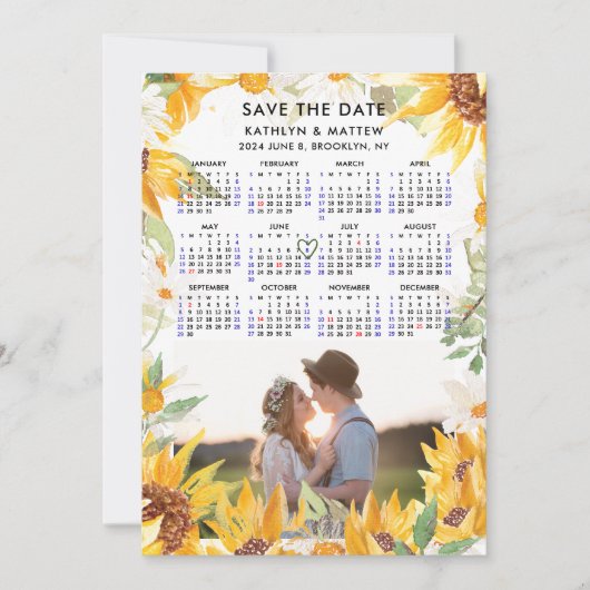Rustiek bloemengroen Eenvoudige foto Save the Date (Voorkant)