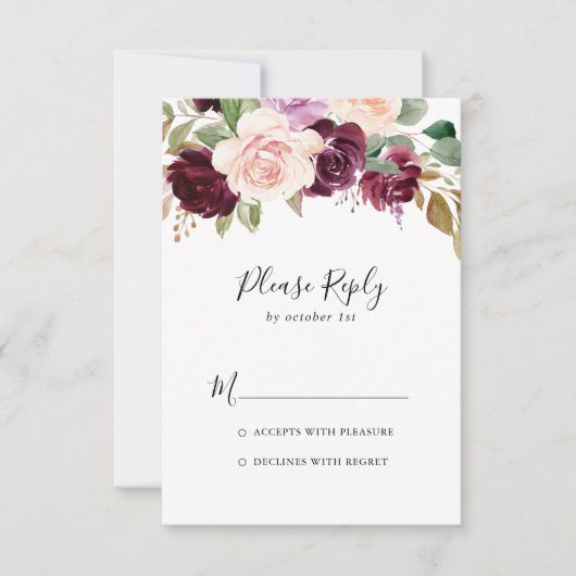 Rustiek bloemig en botanisch gebladerte RSVP (Voorkant)