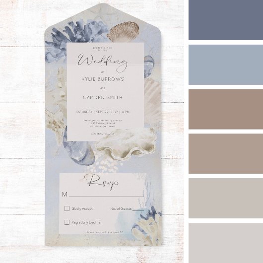 Rustiek Blue Ocean Beach Geen diner All In One Uitnodiging