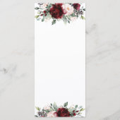 Rustiek Blush Roze Bourgondië Bloemen Bruiloft Men Programma (Achterkant)