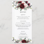 Rustiek Blush Roze Bourgondië Bloemen Bruiloft Men Programma (Voorkant / Achterkant)