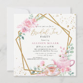 Rustiek Blush Roze Gouden Tea Party Vrijgezellenfe Kaart (Voorkant)
