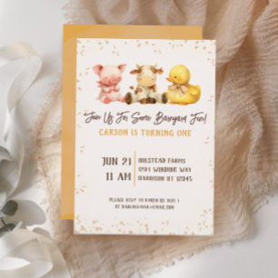 Rustiek Boerderij Animal Barnyard Eerste Verjaarda Kaart