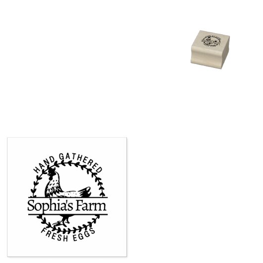 Rustiek Boerderij Fresh Name Chicken Egg Rubberstempel (Gestempeld)