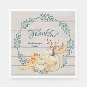 Rustiek Boerderij herfst bladeren n pompoen Thanks Servet