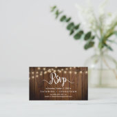 Rustiek Boerderij Hout, String Lights, RSVP reager Informatiekaartje (Staand voorkant)