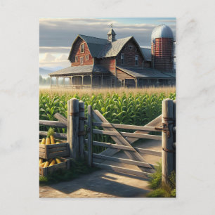 Rustiek Boerderij Huis met een Cornfield Ai Art Briefkaart