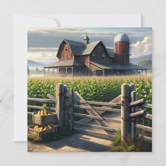 Rustiek Boerderij Huis met een Cornfield Ai Art Kaart (Voorkant)