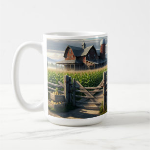 Rustiek Boerderij Huis met een Cornfield Ai Art Koffiemok
