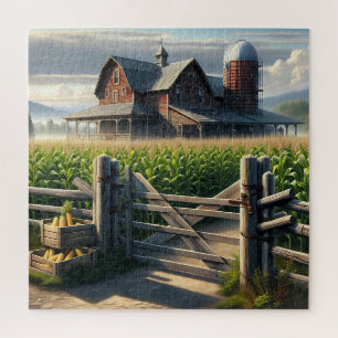 Rustiek Boerderij Huis met een Cornfield Ai Art Legpuzzel