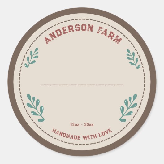 Rustiek Boerderij met Bladeren Label Sticker (Voorkant)