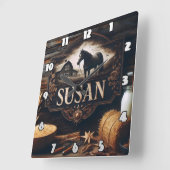 Rustiek Boerderij met paard en schuur Vierkante Klok (Hoek)