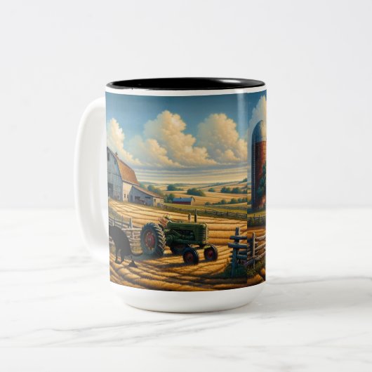 Rustiek Boerderij Rust Tweekleurige Koffiemok (Voorkant links)