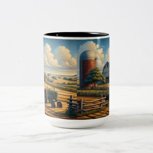 Rustiek Boerderij Rust Tweekleurige Koffiemok (Center)