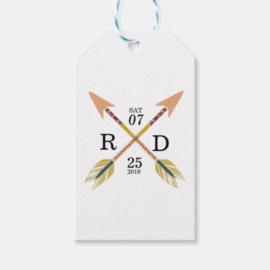 Rustiek & Boheems | gekruiste pijl | Aangepaste br Cadeaulabel (Voorkant)