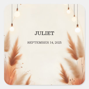 Rustiek Boho Autumn Ombre Bruin Vrijgezellenfeest Vierkante Sticker