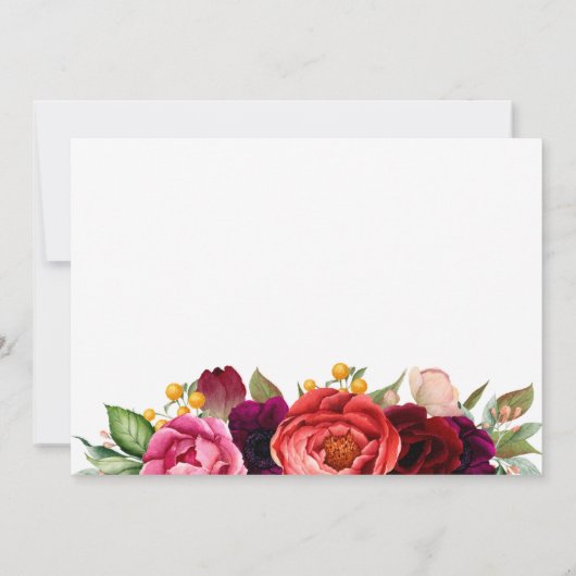 Rustiek Boho Bloemenbruiloft repetitie diner Kaart (Achterkant)