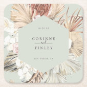 Rustiek Boho-Chic gepersonaliseerd vierkant papier Vierkante Kartonnen Onderzetter (Voorkant)