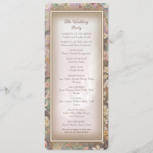 Rustiek Boho Floral Wedding Flat Programma (Achterkant)