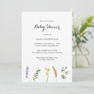 Rustiek Boho Floral Wildflower Elegant Baby shower Kaart