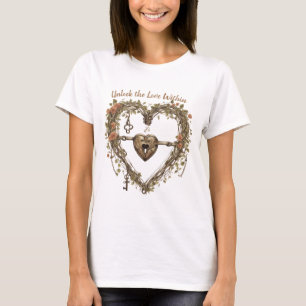 Rustiek Boho hart met sloten en sleutels T-shirt