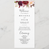 Rustiek Boho Kleurrijk Bloemen Bruiloft Programma (Voorkant)