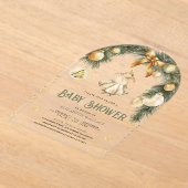 Rustiek Boho Meisje Winter Christmas Baby shower Acryl Uitnodigingen (Laagn)